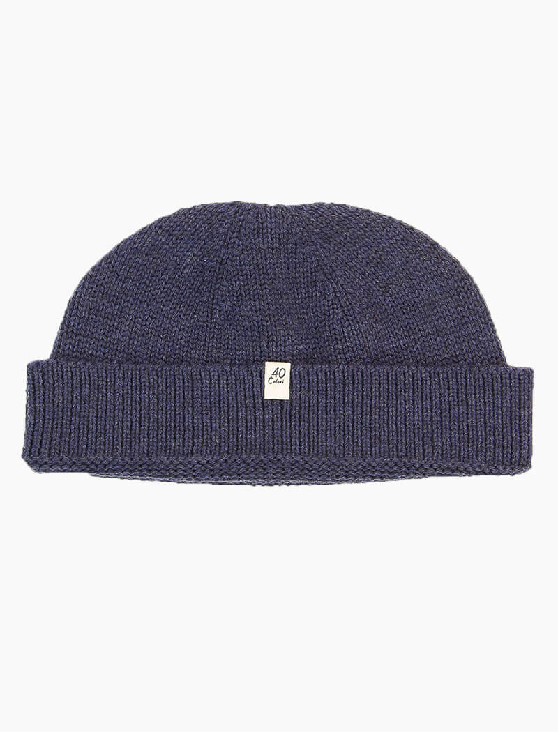 Solid Wool Fisherman Beanie Navy