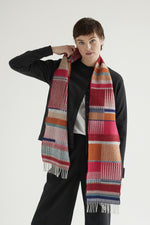 Load image into Gallery viewer, Maela Barnabee Pink/Red/Orange Lambswool Scarf
