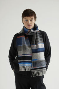 Maela Ash Black/Blue Lambswool Scarf