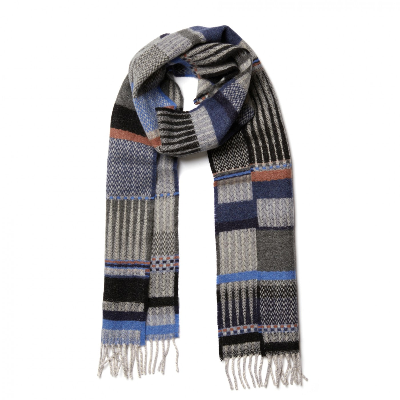 Maela Ash Black/Blue Lambswool Scarf