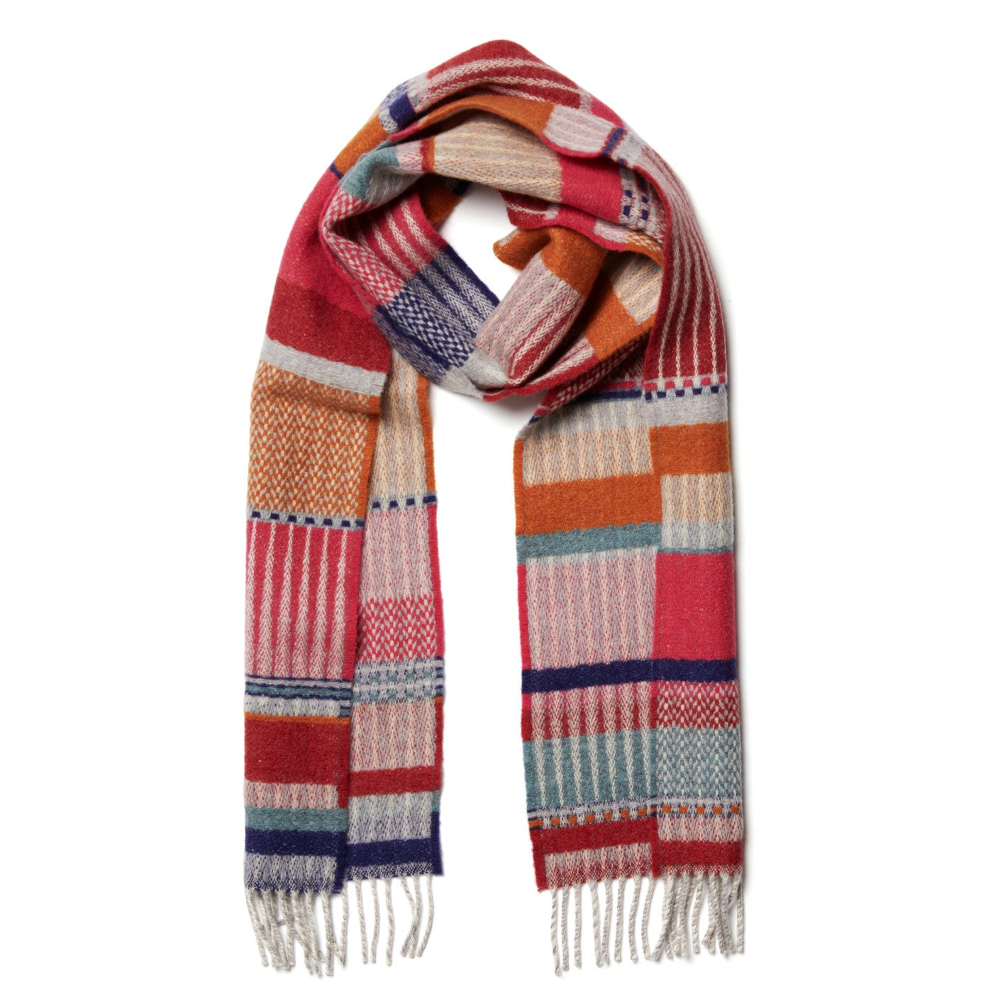 Maela Barnabee Pink/Red/Orange Lambswool Scarf