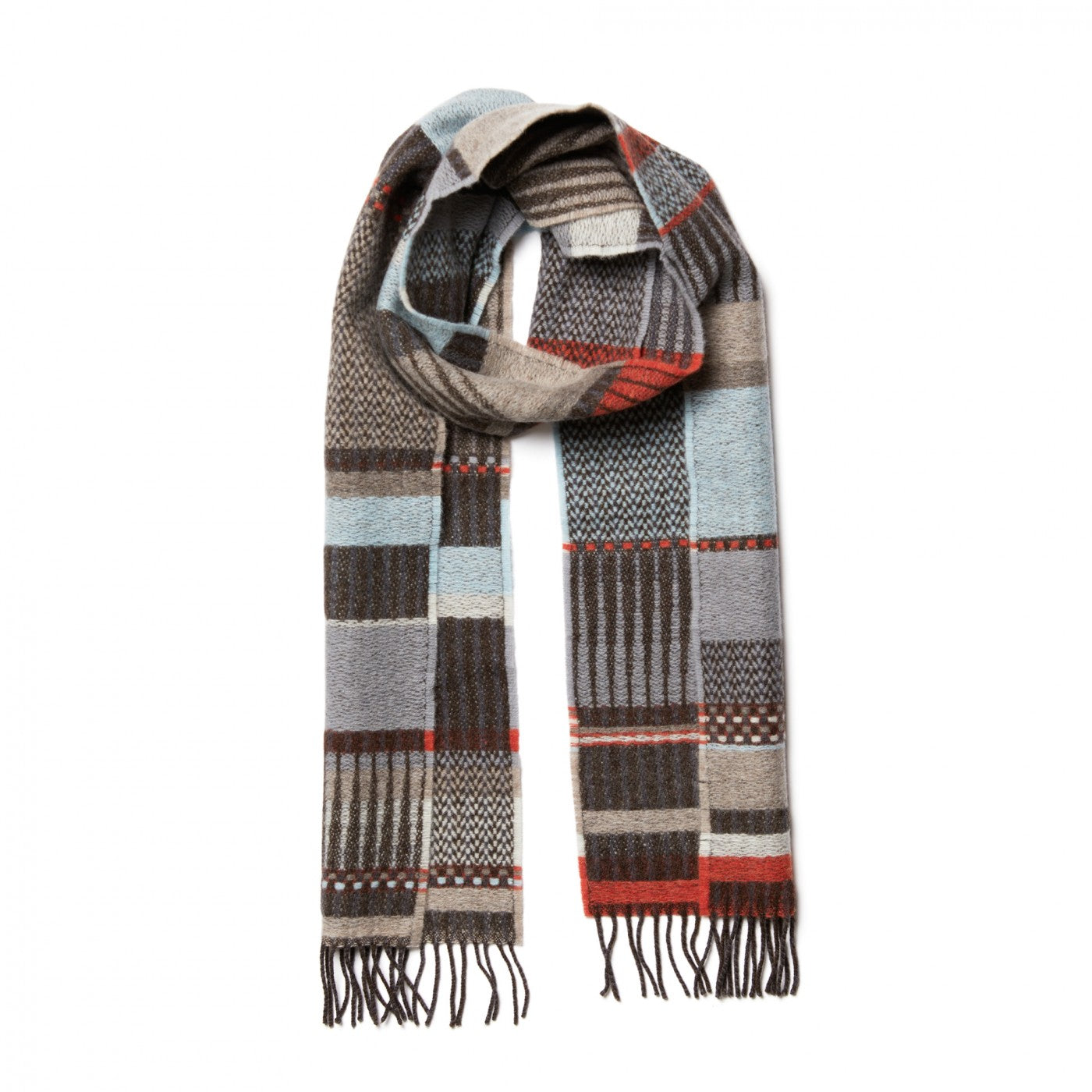 Maela Soot Aqua/Beige Lambswool Scarf