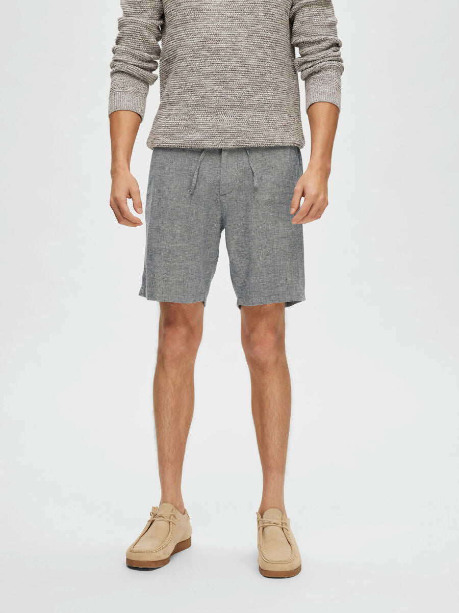 Regular Brody Linen Twill Shorts Navy/Egret