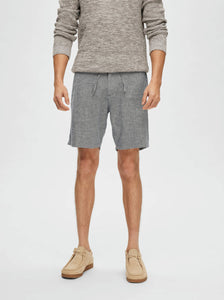 Regular Brody Linen Twill Shorts Navy/Egret