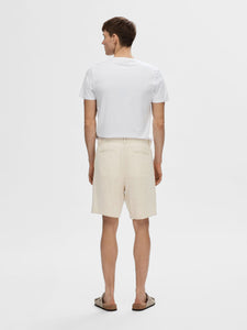 Mads Linen Shorts Pure Cahsmere/White