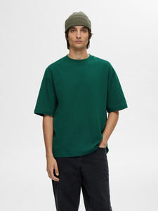 Loose Oscar Short Sleeve O Neck Tee Rain Forest