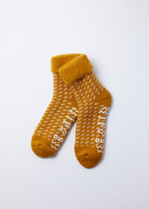 Comfy Room Socks Birds Eye Dark Yellow