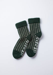 Comfy Room Socks Birds Eye Dark Green