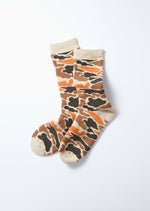 Load image into Gallery viewer, Pile Camo Crew Socks Beige/Orange
