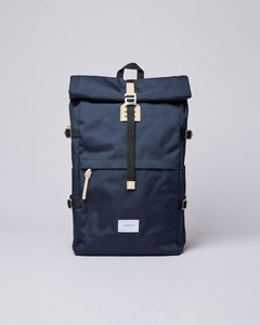 Bernt Navy With Natural Leather Backpack