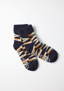 Merino Lambswool Native Room Socks Navy