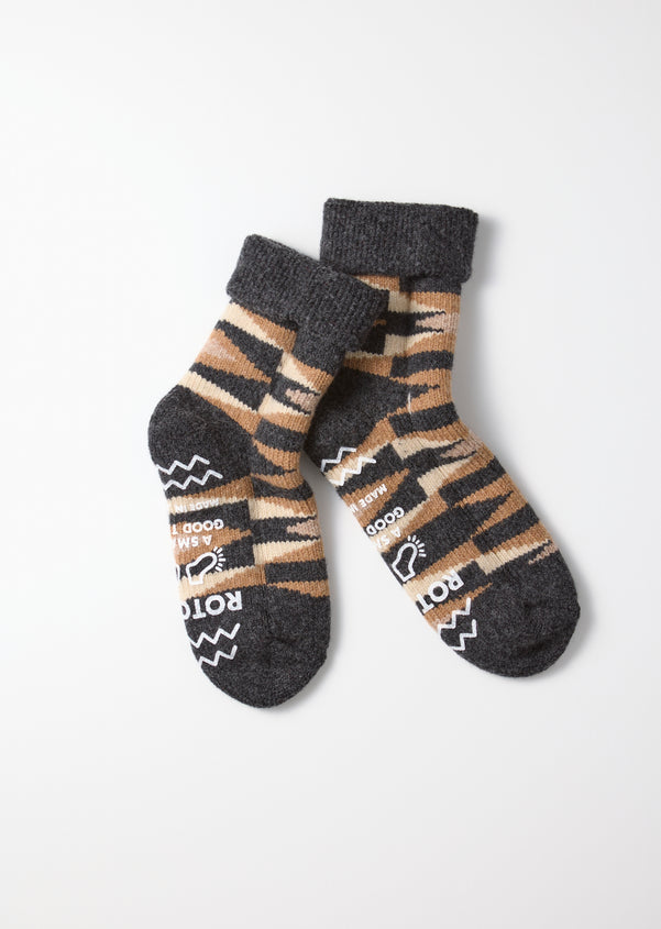 Merino Lambswool Native Room Socks Charcoal