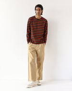 Load image into Gallery viewer, Tre Stripe LS T Shirt Slate Brown/Burnt Orange
