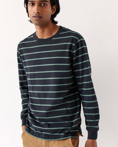 Tre Stripe LS T Shirt Black/Forest Green