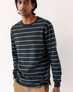 Tre Stripe LS T Shirt Black/Forest Green