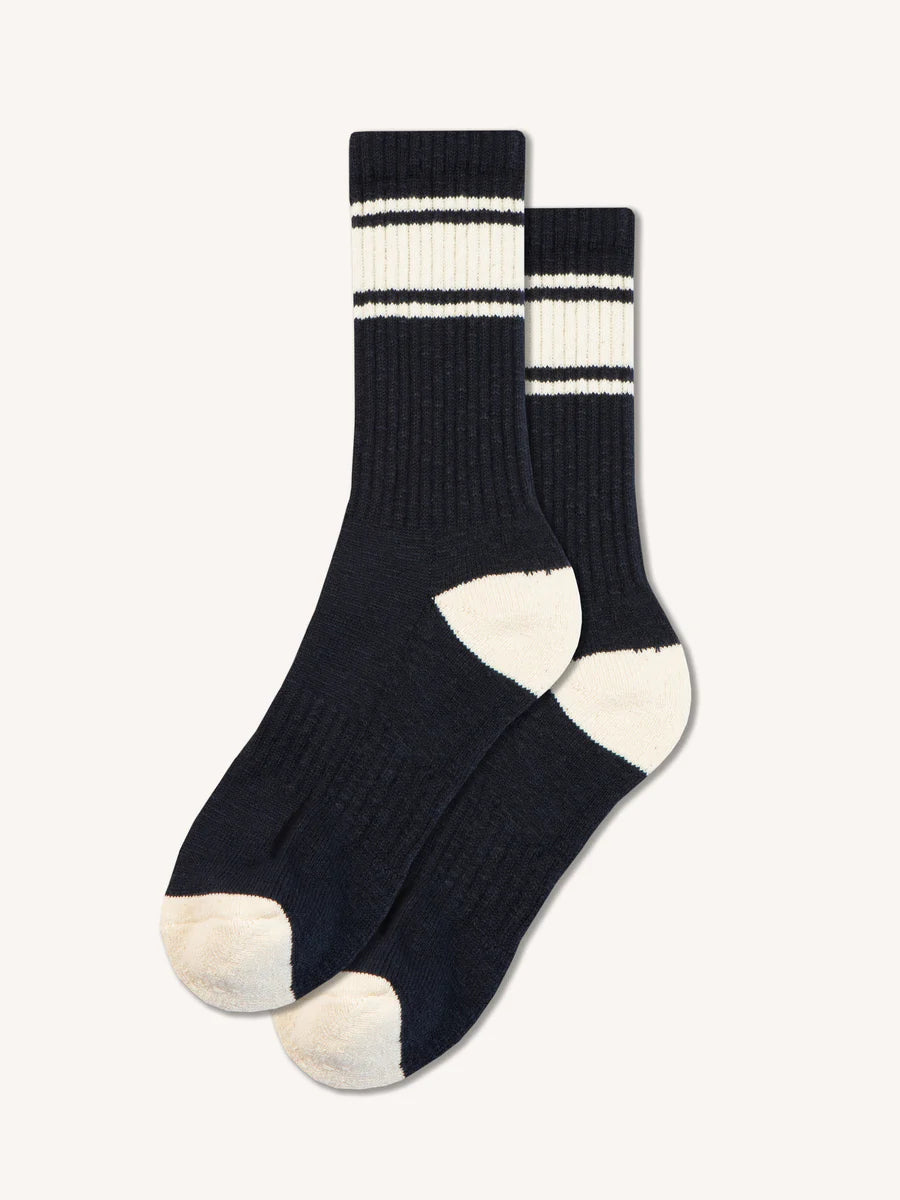 Navy/Ecru Stripe Elgin Cotton Socks