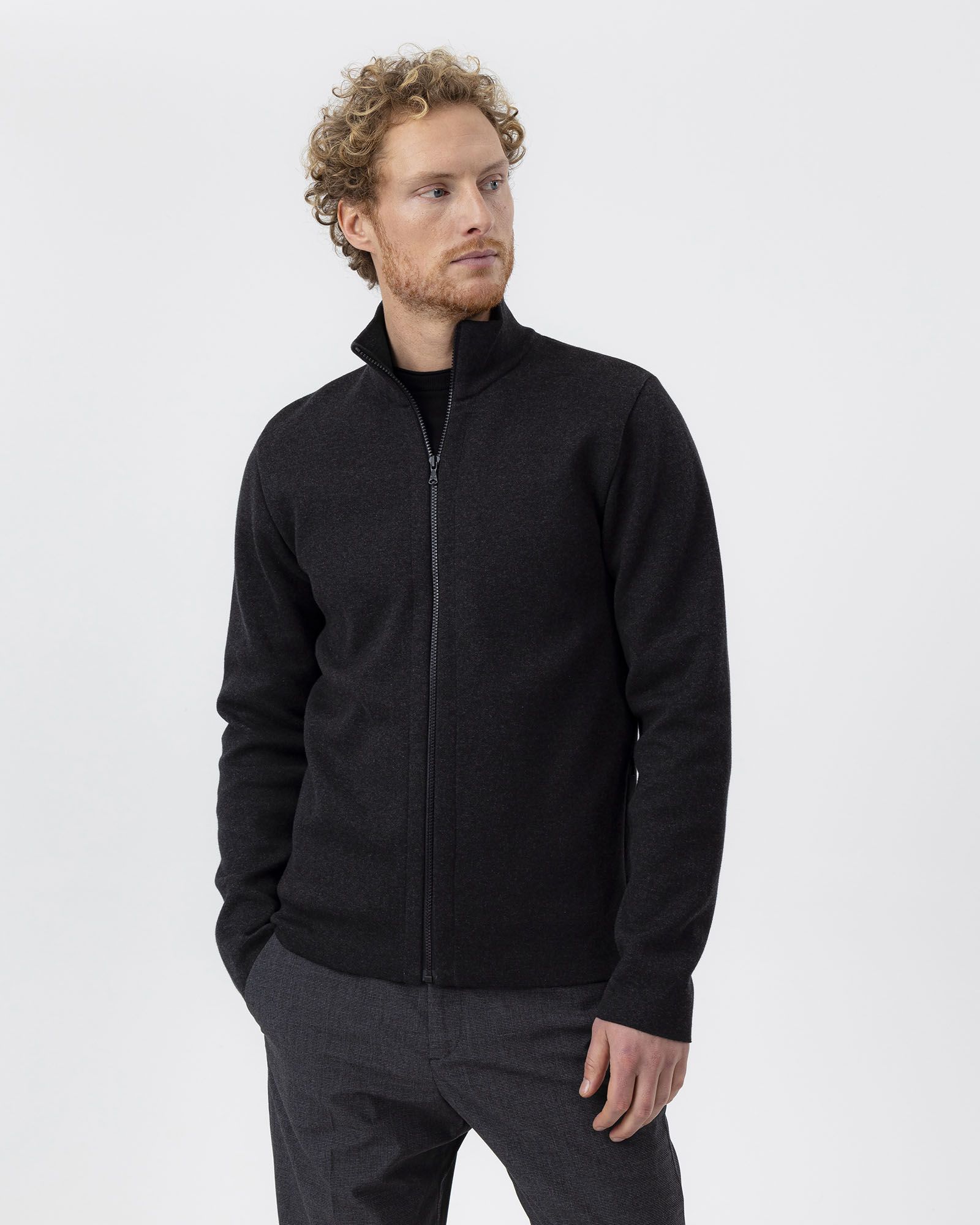 Hans Zip Jacket Black Mel