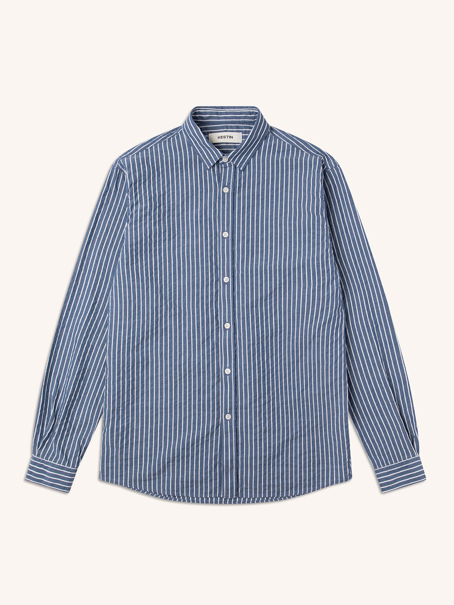 Direlton Seersucker Shirt Blue/White Stripe