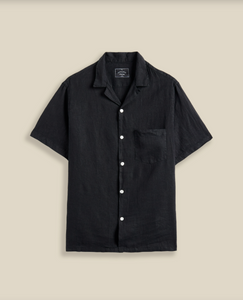 Linen Camp Collar Shirt Black