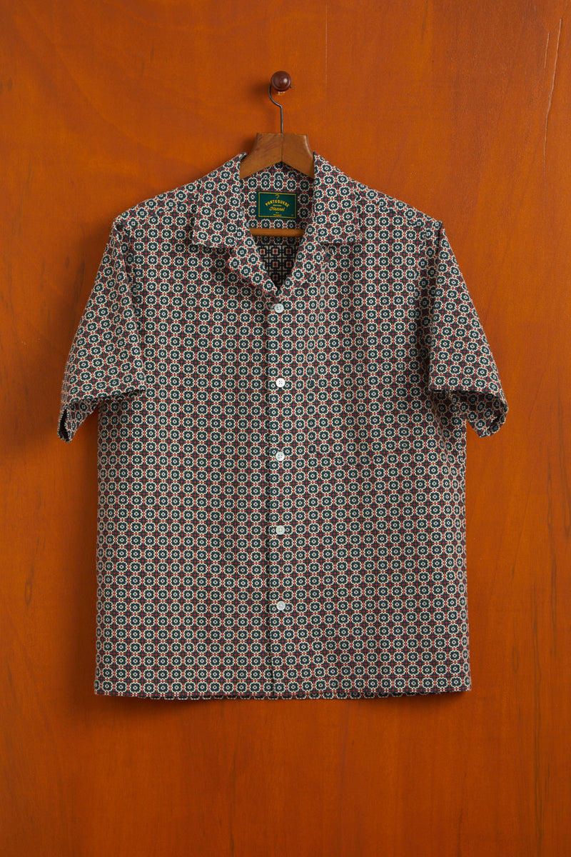 Portuguese Tile Shirt Green/Orange