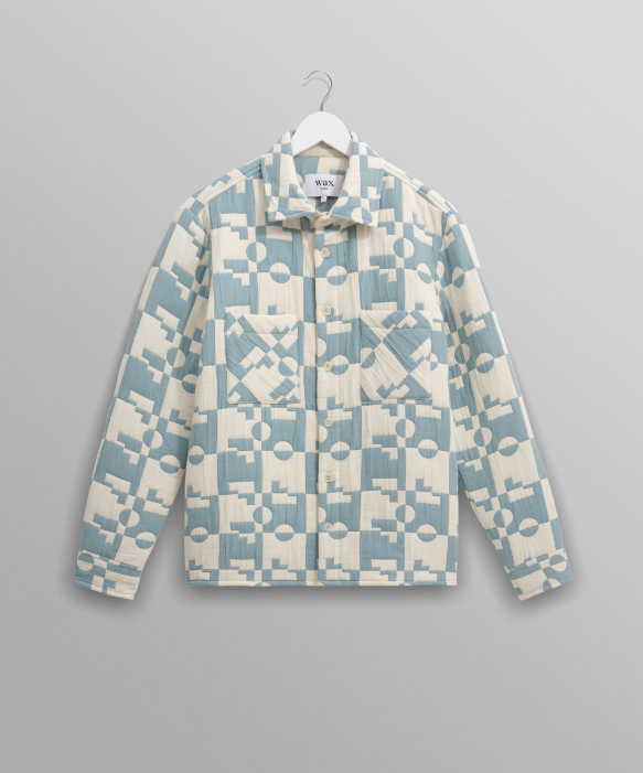 Otto Overshirt Jigsaw Quilt Pale Blue/Ecru