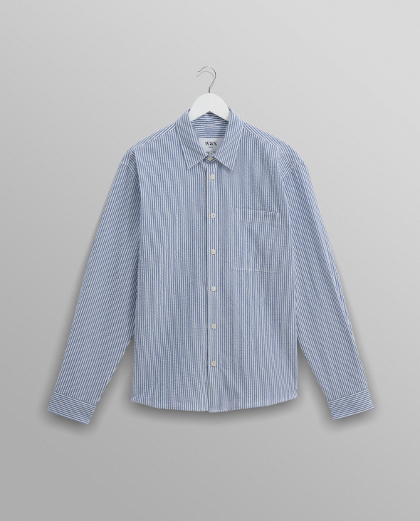 Rove Long Sleeve Shirt Blue Seersucker Stripe