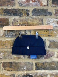 Solid Wool Fisherman Beanie Dark Blue