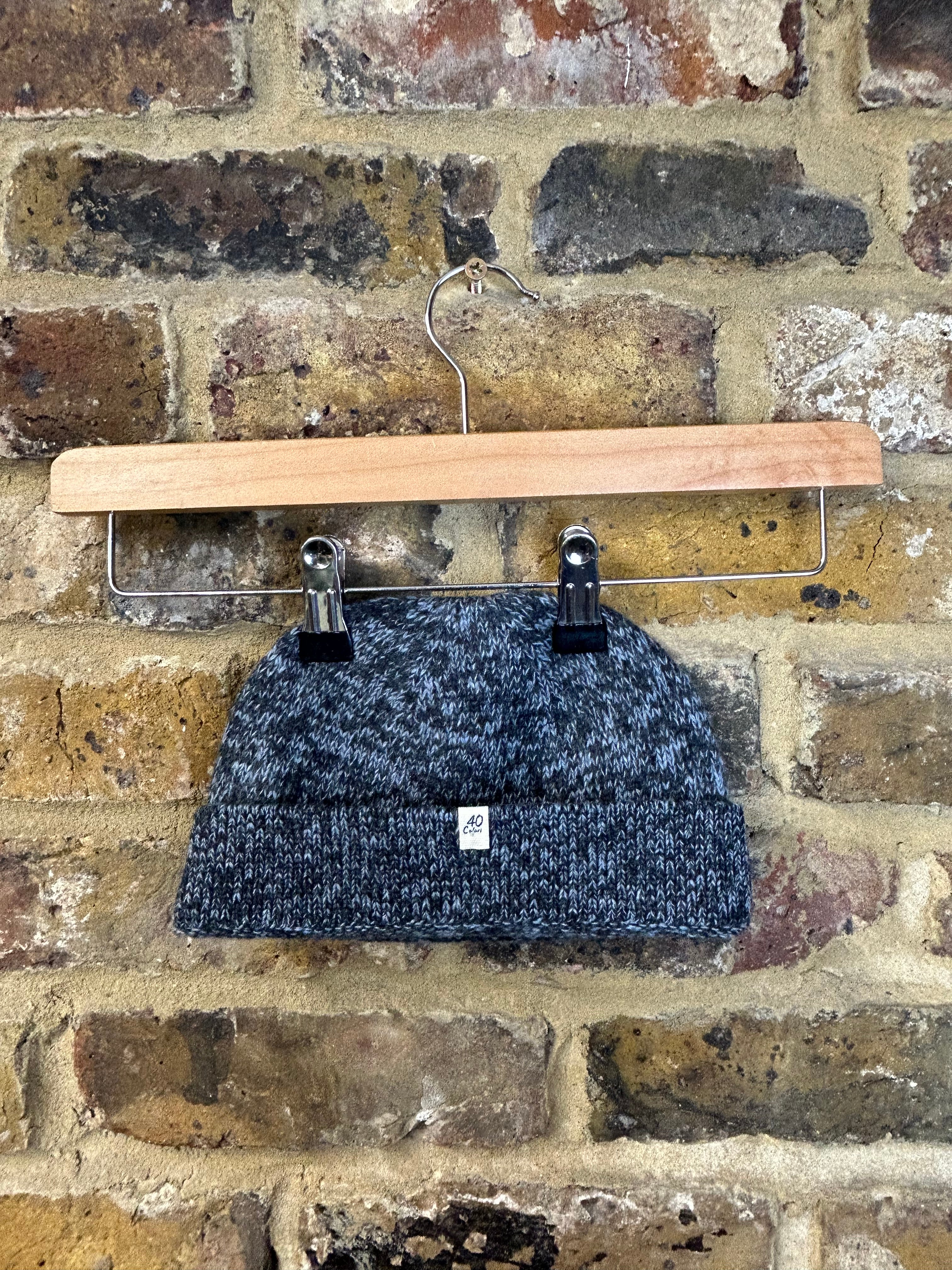 Melange Wool & Cashmere Fisherman Beanie Charcoal