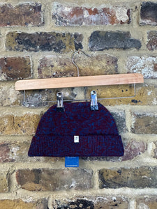 Melange Wool & Cashmere Fisherman Beanie Burgundy/Petrol