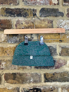 Melange Wool & Cashmere Fisherman Beanie Dark Grey/Green