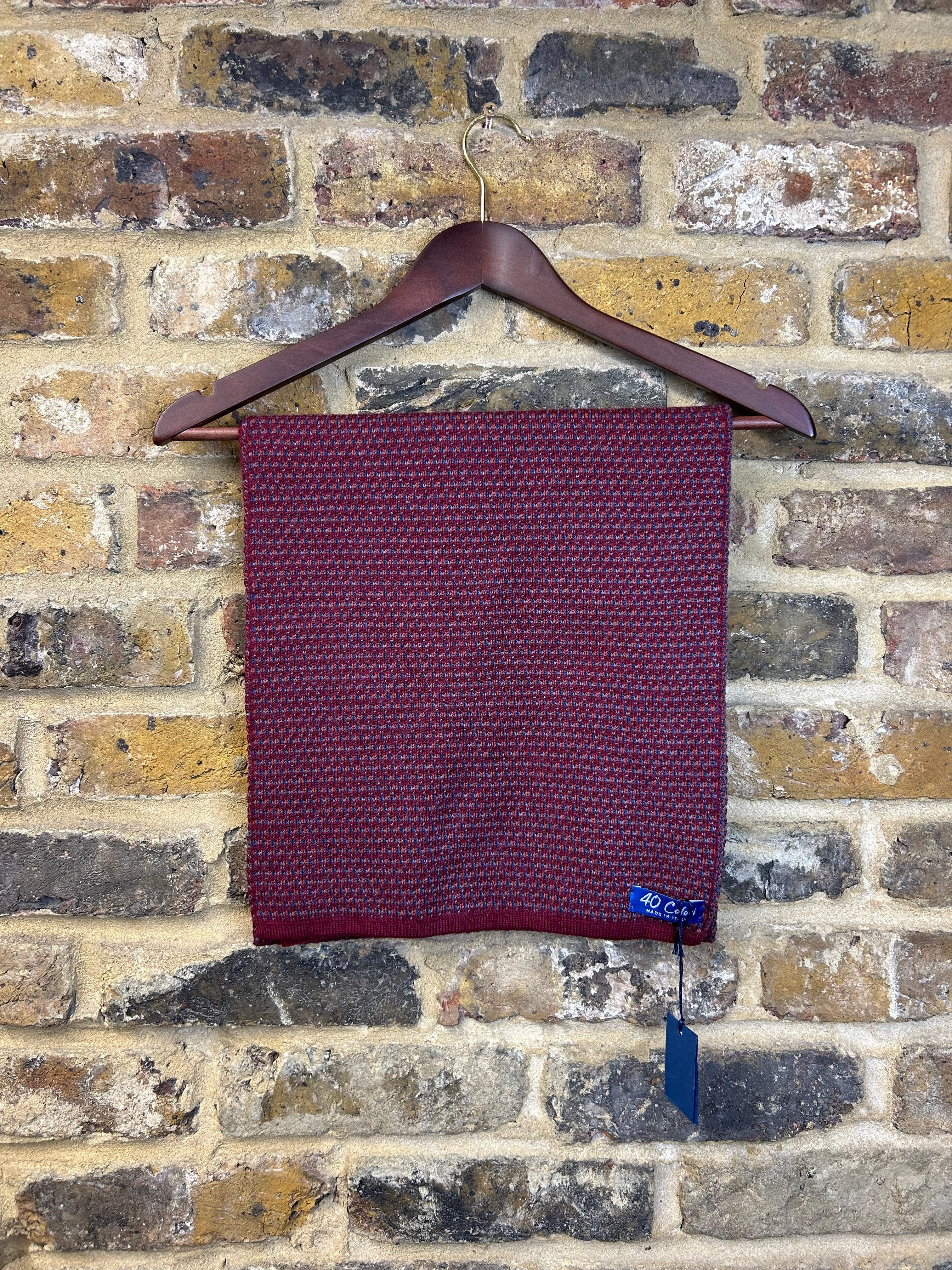 Micro Dot Wool Knitted Scarf Burgundy