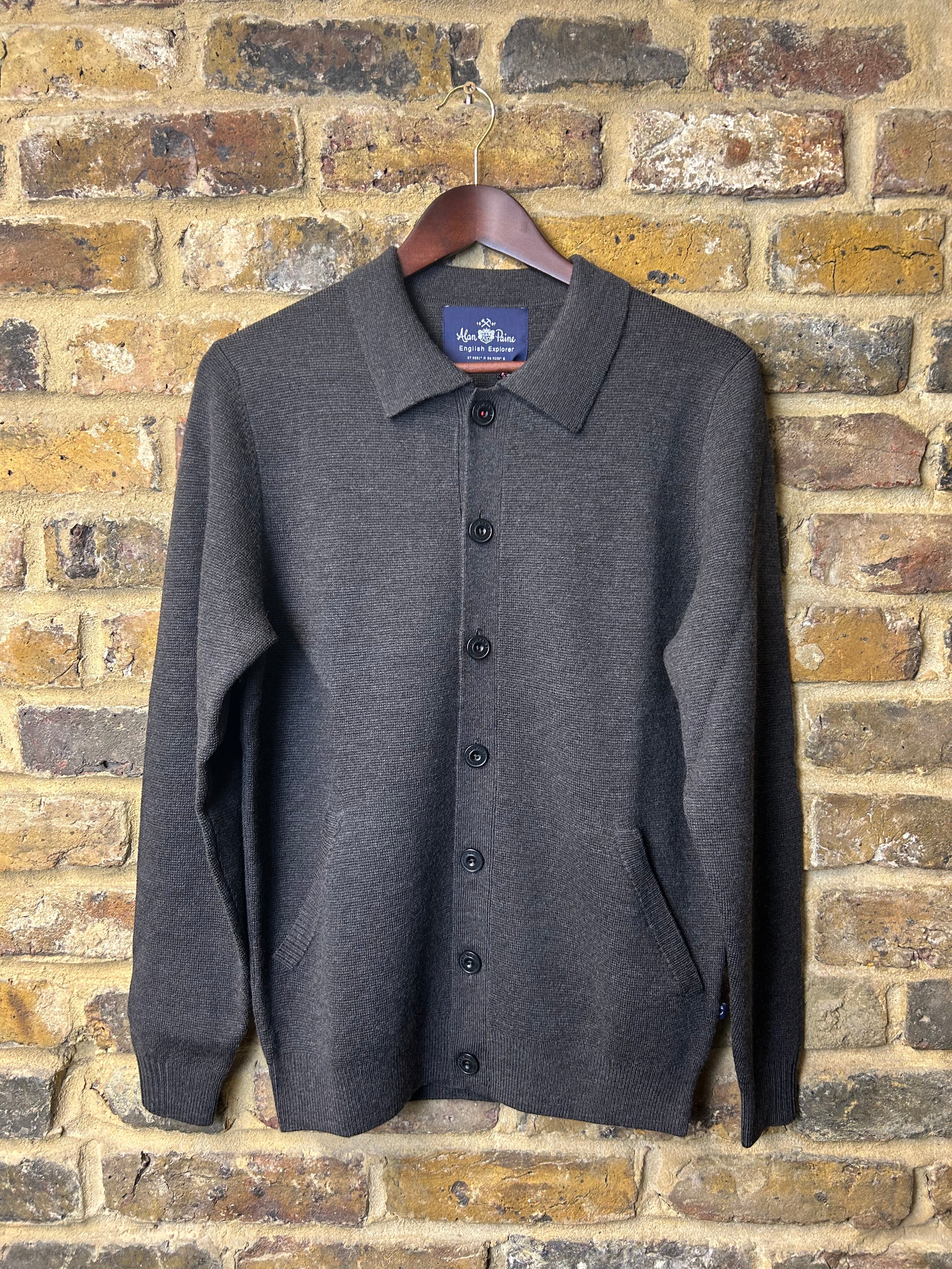 Inset Sleeve Button Through Jacket Dark Brown