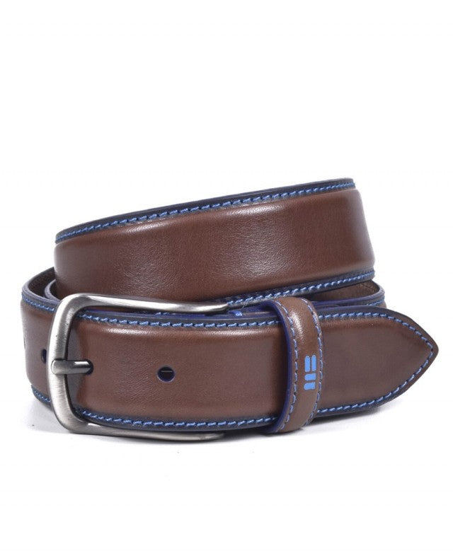 Brown 780 Leather Belt With Blue Stitching
