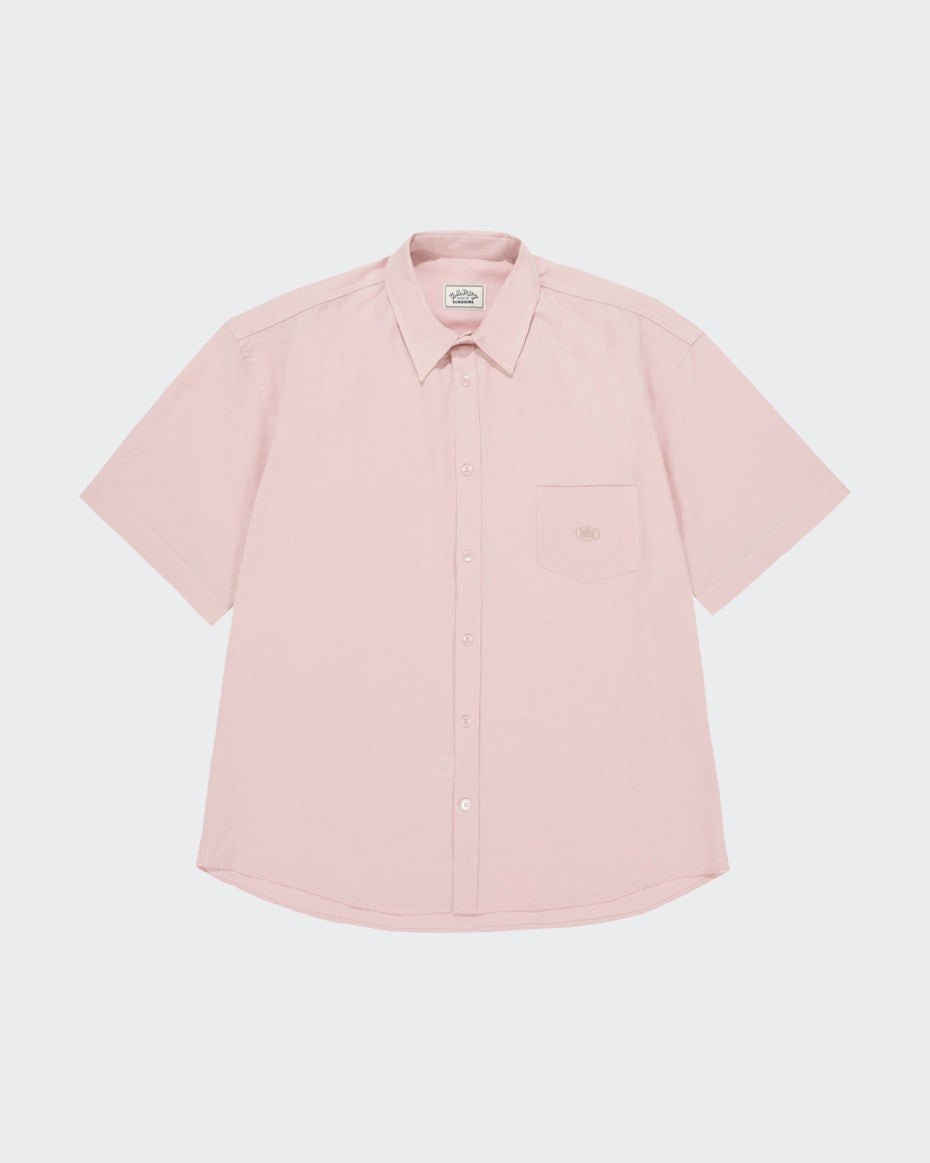 Relaxed Seersucker Half Shirt Light Pink