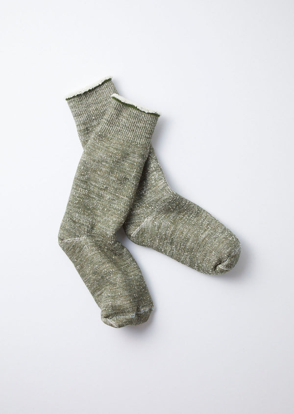 Double Face Crew Socks Army Green