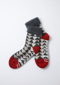 Comfy Room Socks Sankaku Charcoal/Red