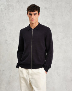 Wayfarer Zip Cotton/Linen Cardigan Navy