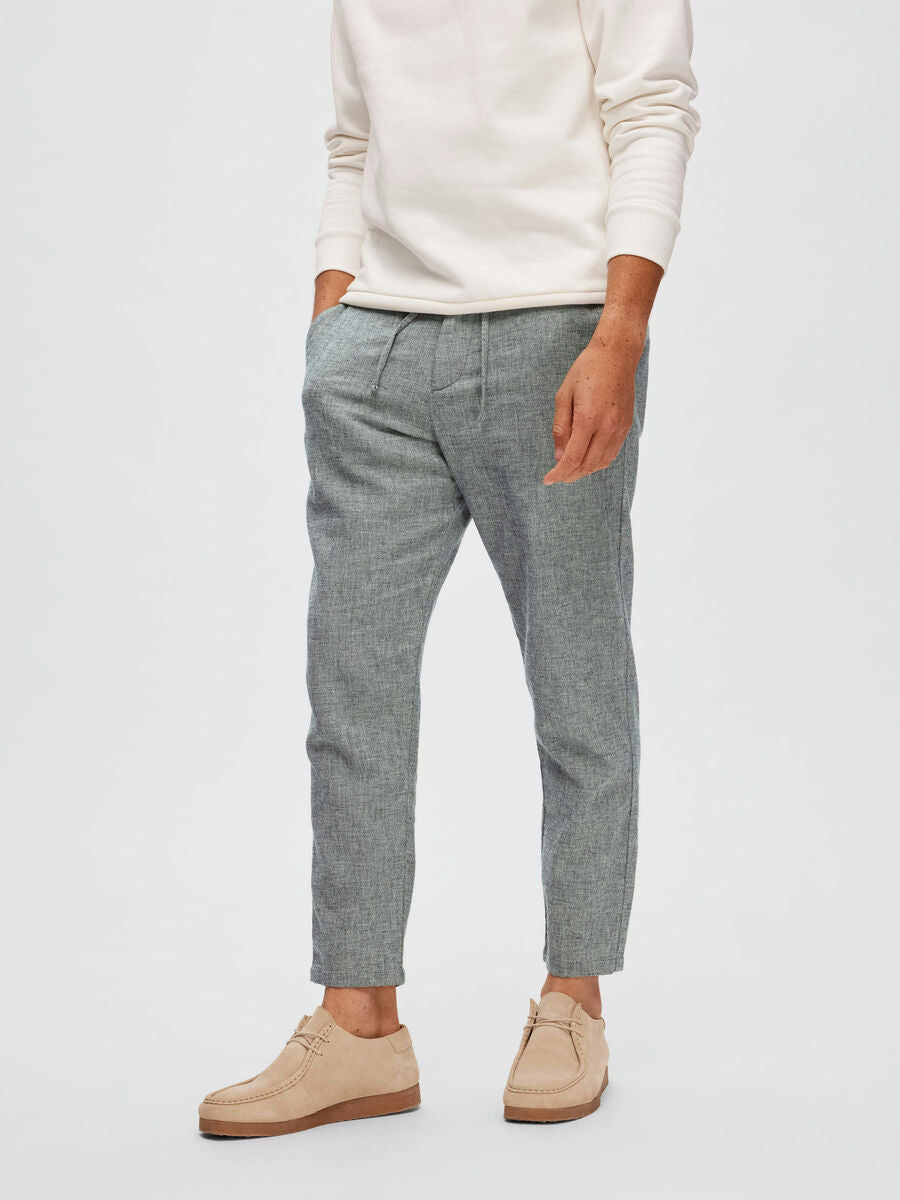 Brody Linen Pants Slim Tapered Sky Captain/Oatmeal