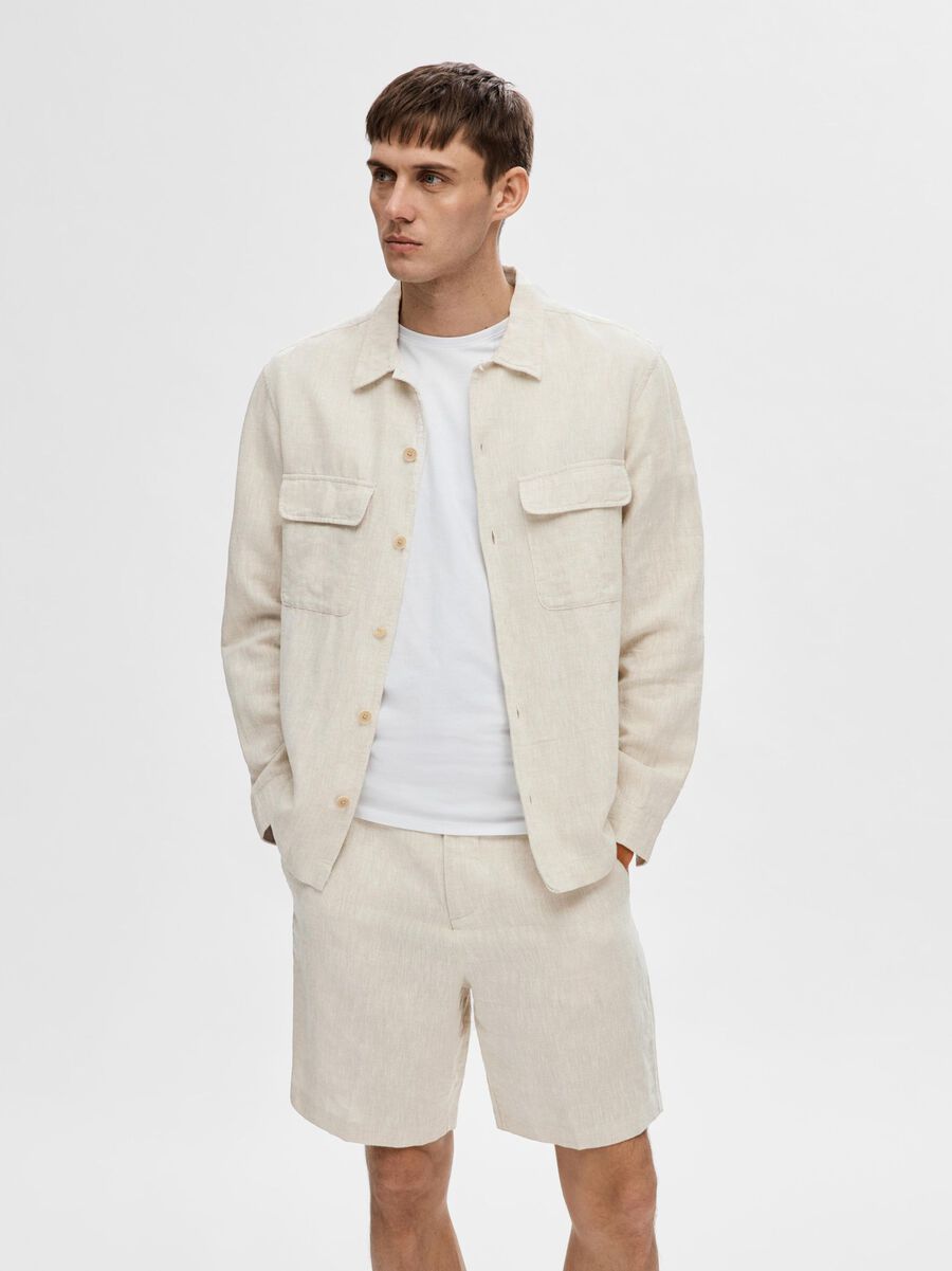 Mads Linen Overshirt Pure Cashmere/White