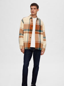 Sugar Almond Loose Hybrid Check Overshirt