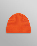 Load image into Gallery viewer, Orange Lambswool Fisherman Beanie
