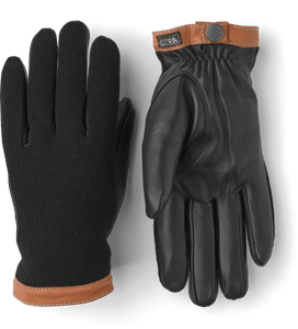 Black Deerskin Wool Tricot Gloves