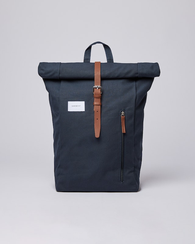Navy Dante Backpack With Cognac Brown Leather