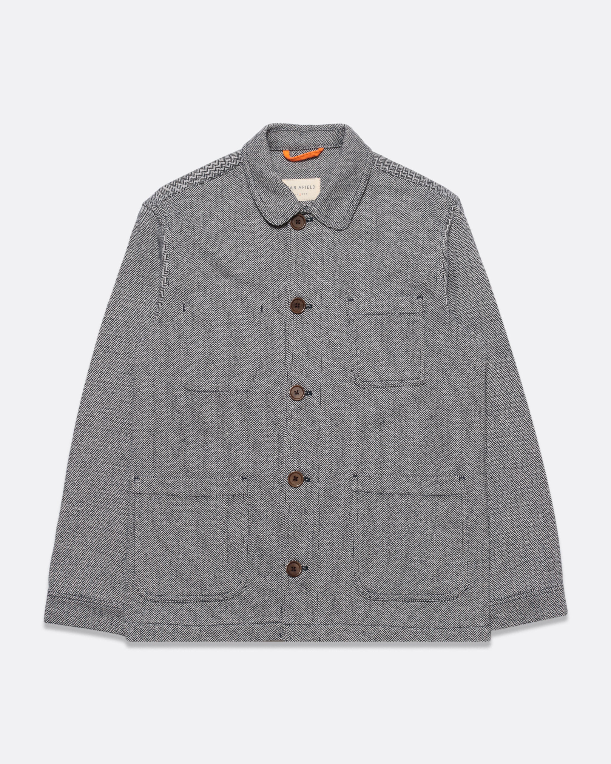 Station Jacket Brushed Herringbone Blue Nights