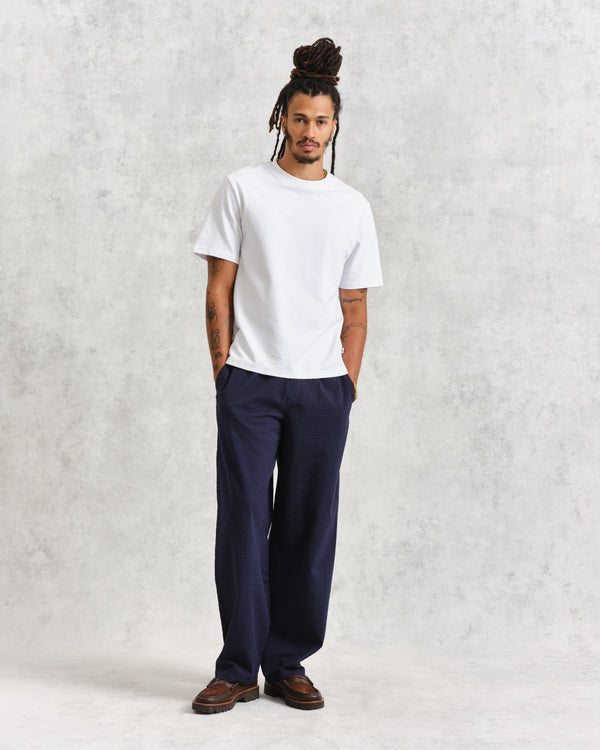 Campbell Seersucker Trousers Navy