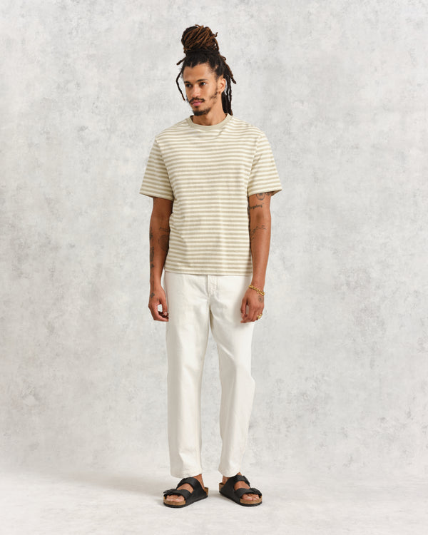 Dean Short Sleeve-Tee-Sage/Ecru-Stripe