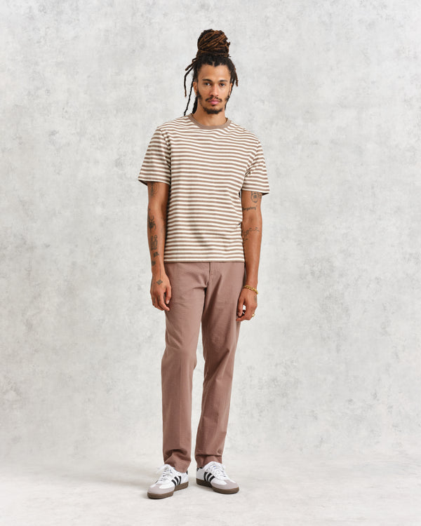 Dean Short Sleeve-Tee-Walnut/Ecru-Stripe