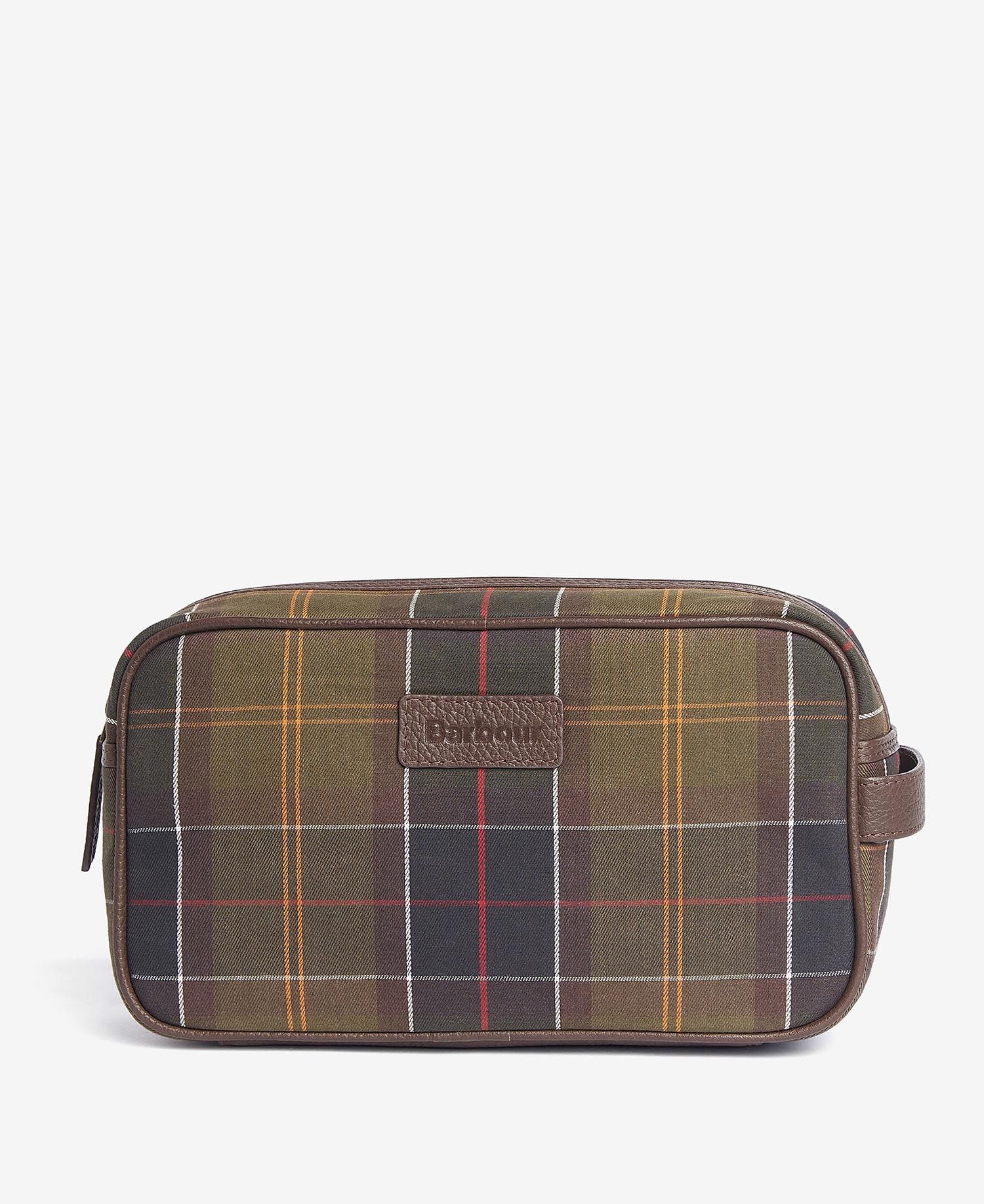 Tartan/Leather Washbag