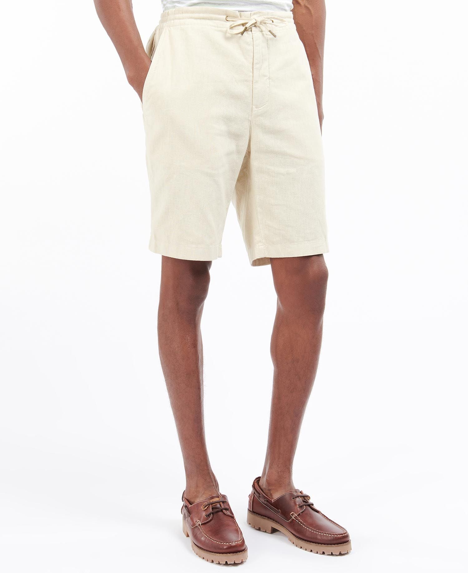 Stone Linen Cotton Mix Shorts