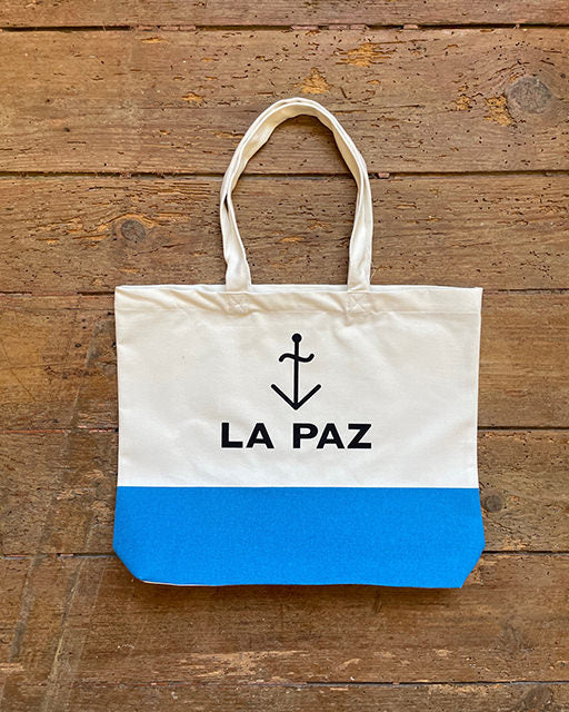 Ecru/Blue La Paz Tote Bag
